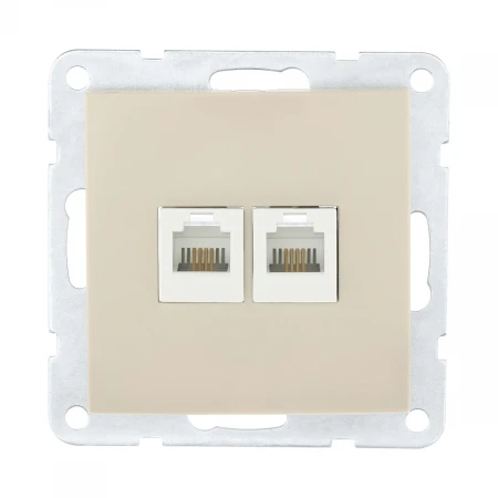 Розетка LK Studio компьютерная 2хRJ-45 кат. 5е с накладкой (бежевый) LK60 866201-1