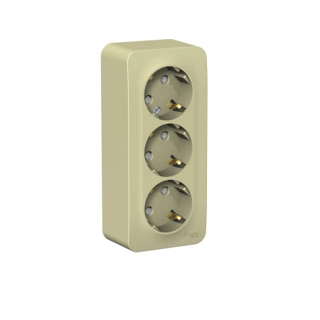 Розетка тройная Systeme Electric Blanca 16A 250V с заземлением и шторками бежевая BLNRA011317
