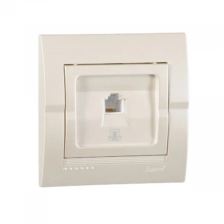 Розетка телефонная евро Lezard Deriy белый жемчуг 702-3030-137