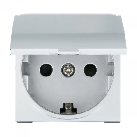 Розетка LK Studio с з/к, шторками и крышкой (серебристый металлик) LK45 851503-1