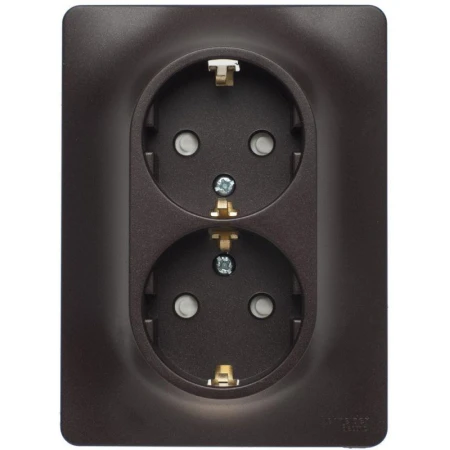 Розетка двойная 2К+З Systeme Electric Glossa 16A 250V со шторками шоколад GSL000826