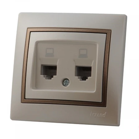 Розетка 2-ая компьютерная Lezard Mira белый жемчуг с кор. вст. 701-3031-141