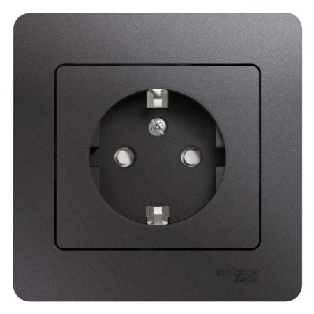 Розетка 2К+З Systeme Electric Glossa 16A 250V со шторками графит GSL001344