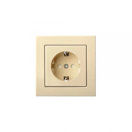 Розетка 2P+E Liregus Epsilon со шторками бежевый 28-0663