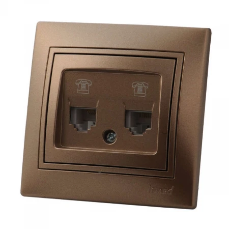 Розетка 2-ая телефонная евро Lezard Mira коричневая 701-3131-138