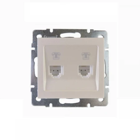 Розетка 2-ая телефонная евро Lezard Rain белый жемчуг 703-3088-138