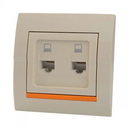 Розетка 2-ая компьютерная Lezard Deriy кремовая 702-0303-141