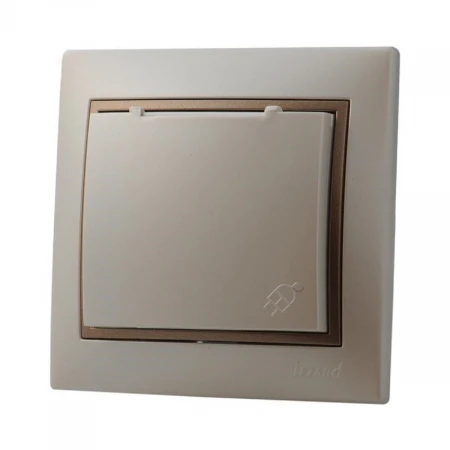 Розетка с зазем. с крышкой Lezard Mira белый жемчуг с кор. вст. 701-3031-123