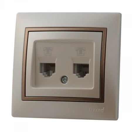 Розетка 2-ая телефонная евро Lezard Mira белый жемчуг с кор. вст. 701-3031-138