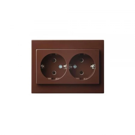 Розетка двойная 2P+E Liregus Epsilon коричневый 28-1365
