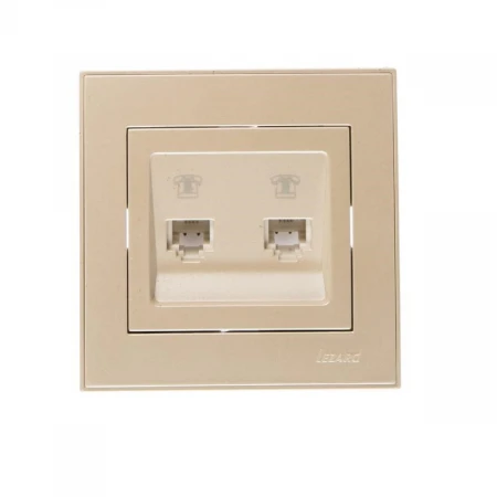 Розетка 2-ая телефонная евро Lezard Rain белый жемчуг 703-3030-138