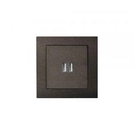 Розетка 2xUSB Liregus Epsilon антрацит 28-1136