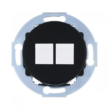 Розетка LK Studio компьютерная 2хRJ-45 кат. 5е с накладкой (черный) Vintage 886208-1