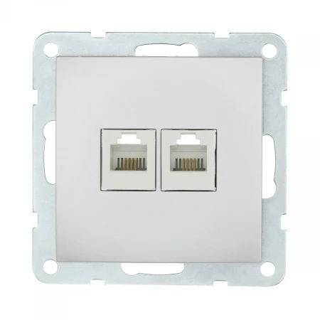 Розетка LK Studio компьютерная 2хRJ-45 кат. 5е с накладкой (серебристый металлик) LK60 866203-1
