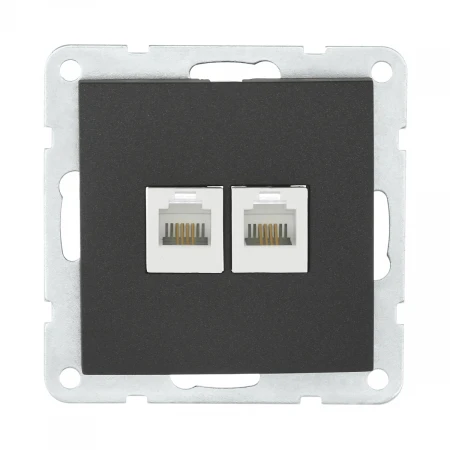 Розетка LK Studio компьютерная 2хRJ-45 кат. 5е с накладкой (черный бархат) LK60 866208-1