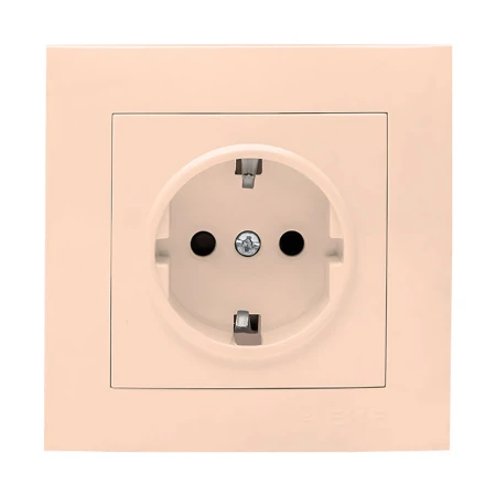 Валенсия розетка 1-местная с/з 16А кремовая с защ. штор. EKF PROxima EWR16-028-20