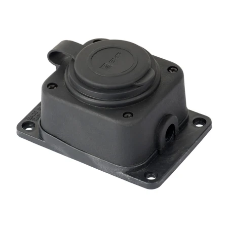 Роз. одномест. с защит. крышкой каучуковая 230В 2P+PE 16A IP44 EKF PRO RPS-014-16-230-44-r