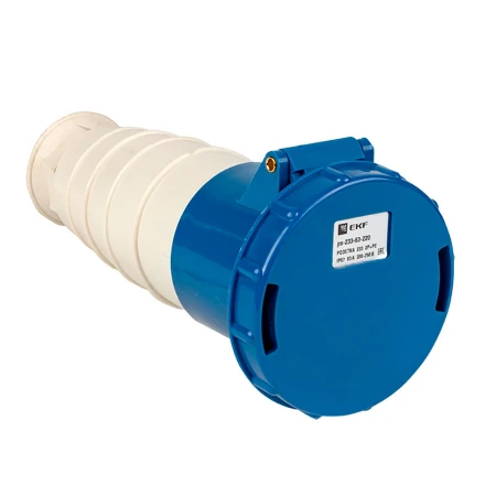 Розетка переносная 233 2Р+РЕ 63А 220В IP67 EKF PROxima ps-233-63-220