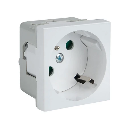 Розетка 45х45 PRO с заземлением, 45 градусов, белая EKF E6MR16-028-10-45