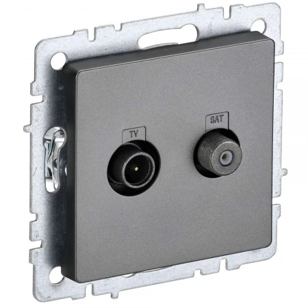 BRITE Розетка двойная TV+SAT РТВ/РСп12-БрС сталь IEK BR-AF20-O-K46