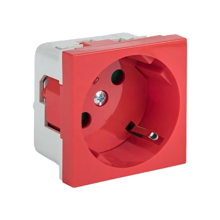 Розетка 45х45 PRO с заземлением, 45 градусов, красная EKF E6MR16-028-70-45
