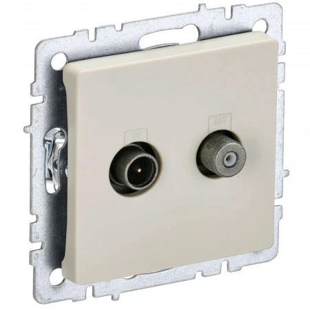 BRITE Розетка двойная TV+SAT РТВ/РСп12-БрКр бежевый IEK BR-AF20-O-K10