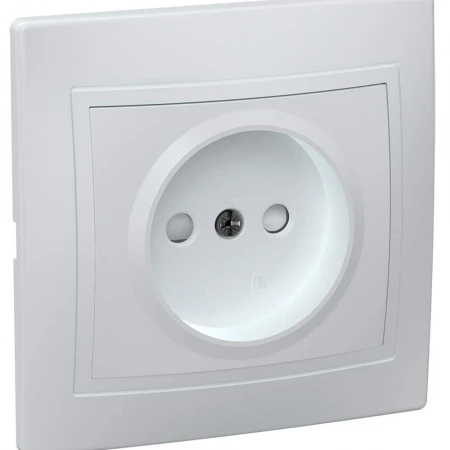 KVARTA Розетка 1-местная без заземления с защитными шторками 10А РСш10-2-КБ белый IEK ERK10-K01-10-DM