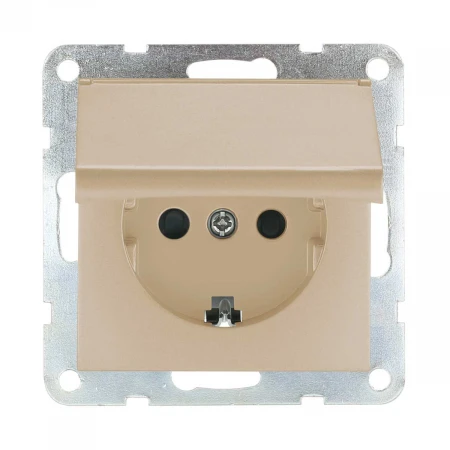 Розетка с з/к, шторками и крышкой LK Studio (шампань) LK80, 843406-1