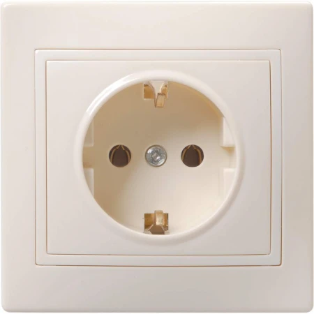 KVARTA Розетка 1-местная с заземлением с защитными шторками 16А РСш10-3-ККм кремовый IEK ERK11-K33-16-DM