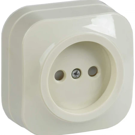 GLORY Розетка 1-местная для открытой установки без заземления с защитными шторками 10А РСш20-2-ХК кремовый IEK ERH13-K33-10