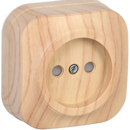 GLORY Розетка 1-местная для открытой установки без заземления с защитными шторками 10А РСш20-2-ХС сосна IEK ERH13-K34-10