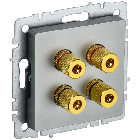 BRITE Аудиорозетка 4-местная РА10-БрС сталь IEK BR-S40-K46