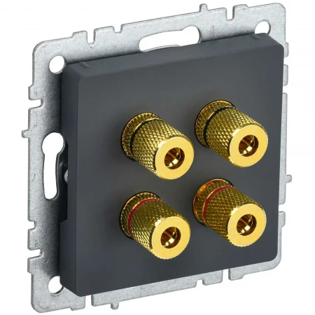 BRITE Аудиорозетка 4-местная РА10-БрГ графит IEK BR-S40-K53