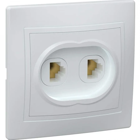 KVARTA Розетка 2-местная телефонная RJ11 РТ12-КБ белый IEK ETK20-K01-DM