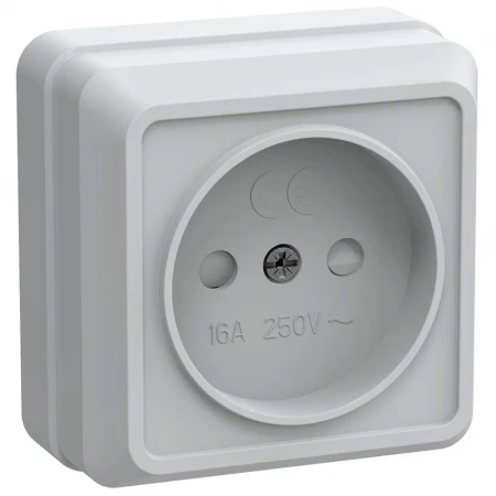 OKTAVA Розетка 1-местная без заземления с защитными шторками для открытой установки 10А РСш20-2-ОБ белый IEK ERO13-K01-10-DC
