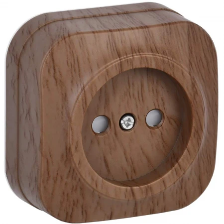 GLORY Розетка 1-местная для открытой установки без заземления с защитными шторками 10А РСш20-2-ХД дуб IEK ERH13-K24-10