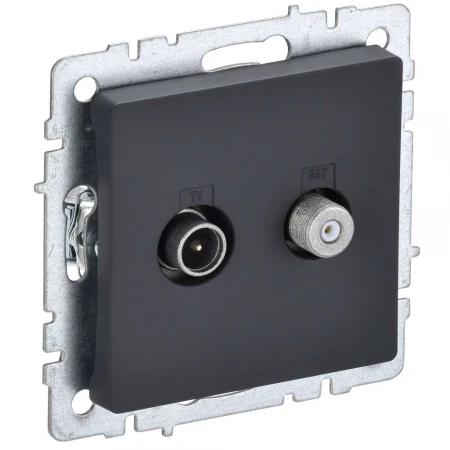 BRITE Розетка двойная TV+SAT РТВ/РСп12-БрГ графит IEK BR-AF20-O-K53