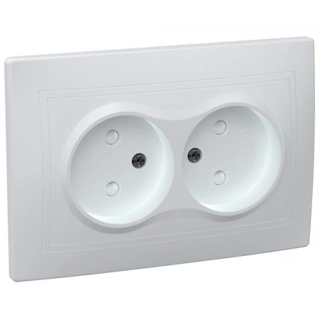 KVARTA Розетка 2-местная без заземления с защитными шторками 10А РСш12-2-КБ белый IEK ERK20-K01-10-DM