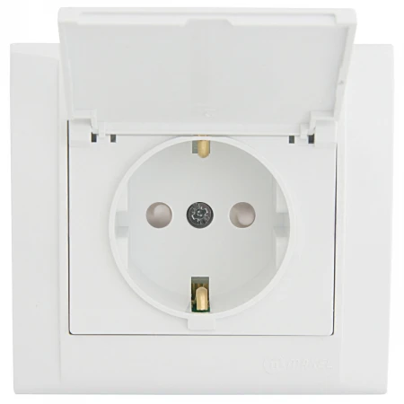 Розетка с/з, крышкой, заземлением и защитой от детей и пружинным зажимом Makel Defne 42001255