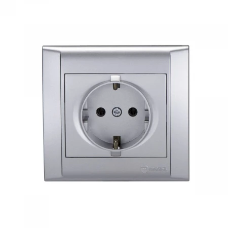 Розетка Makel 1-м СП Defne 16А IP20 с/з сереб. 42065028