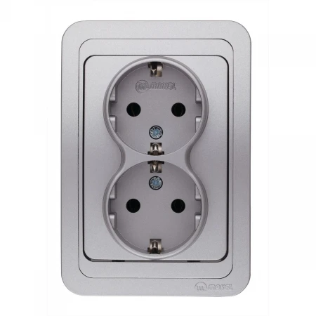 Розетка двойная с/з ( новый дизайн) Makel Mimoza 26682