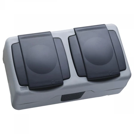 Розетка Makel 2-м ОП 16А IP55 сер. 36064206