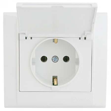 Розетка Makel с/з и крышкой СП Defne 16А IP20 бел. 42001009 42001029