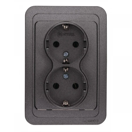 Розетка двойная с/з ( новый дизайн) Makel Mimoza 23282