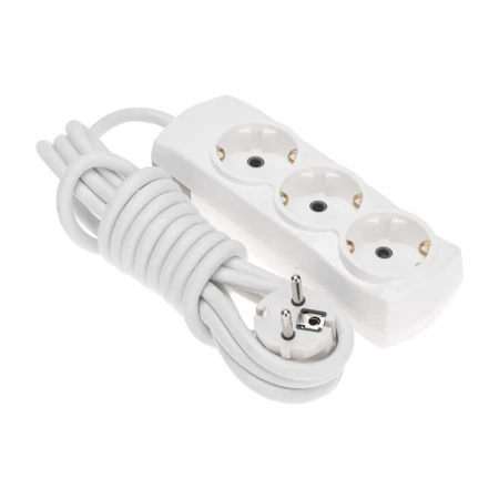 Удлинитель PREMIUM 3 гнезда, 3м, 3х1,5мм², с/з, белый REXANT 13-4101