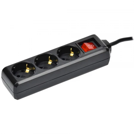 Удлинитель У03К 3 места с заземлением 3м 3х1мм2 16А 250В черный IEK WYP10-16-03-03-ZK-K02