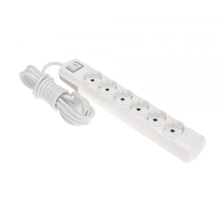 Удлинитель PREMIUM 6 гнезд, 3м, 3х1,5мм², с/з, с выключателем, белый REXANT 13-4116