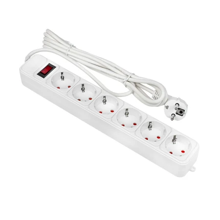 Сетевой фильтр 6*3м 10А/2,2 кВт с выкл. c/з ПВС 3х0,75 Блокбастер EKF PROxima UFP10-375-6-03