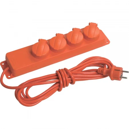 Удлинитель У04В 4 места с защитными крышками IP44 2P+PE/5м 3х1мм2 16А/250В IEK WYP10-16-04-05-44-N