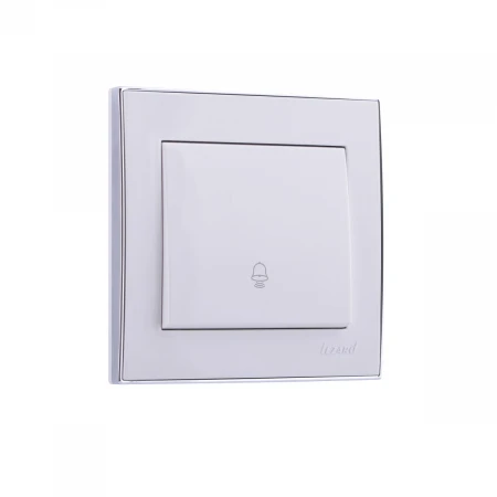 Кнопка звонка Lezard Rain белый c бок. вставкой хром 703-0225-103